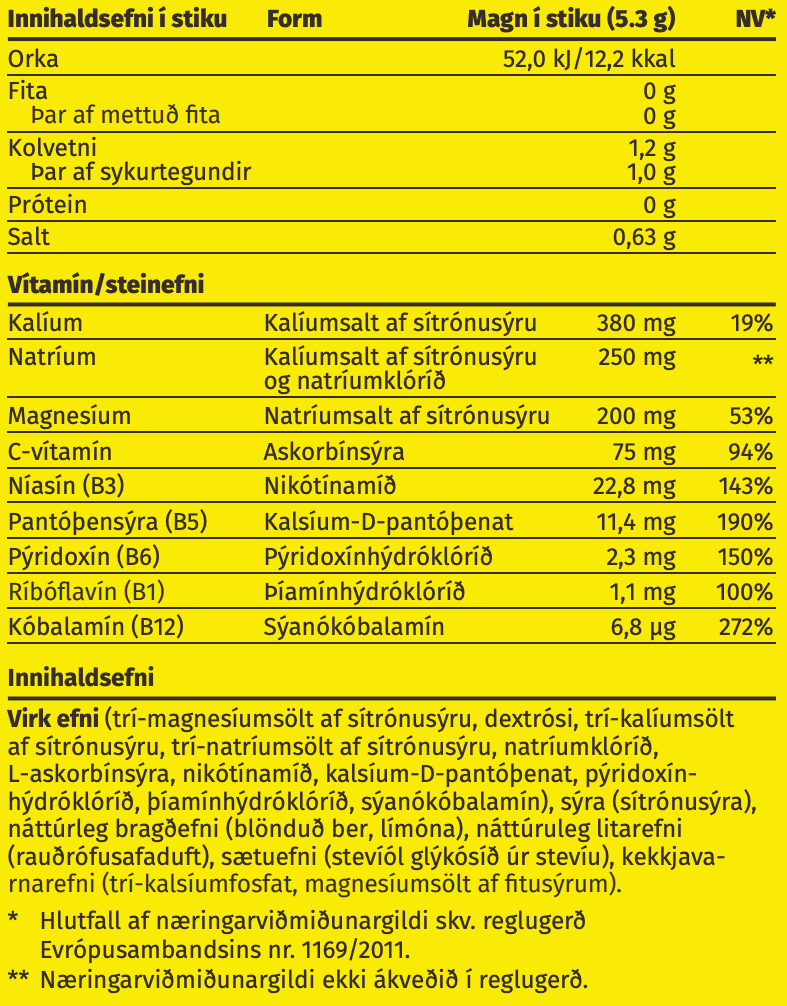 Næringargildi – Hydration Xpress