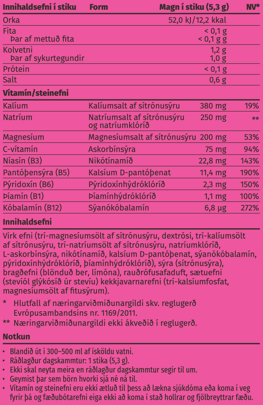 Næringargildi – Hydration Xpress