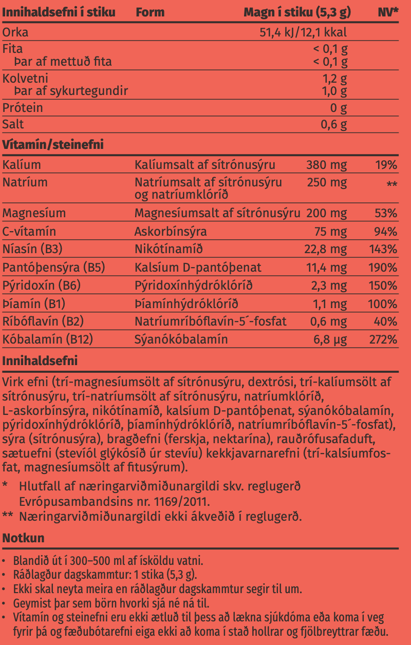 Næringargildi – Hydration Xpress